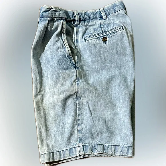 Roundtree Yorke Shorts Roundtree Yorke Pleated Blue Denim